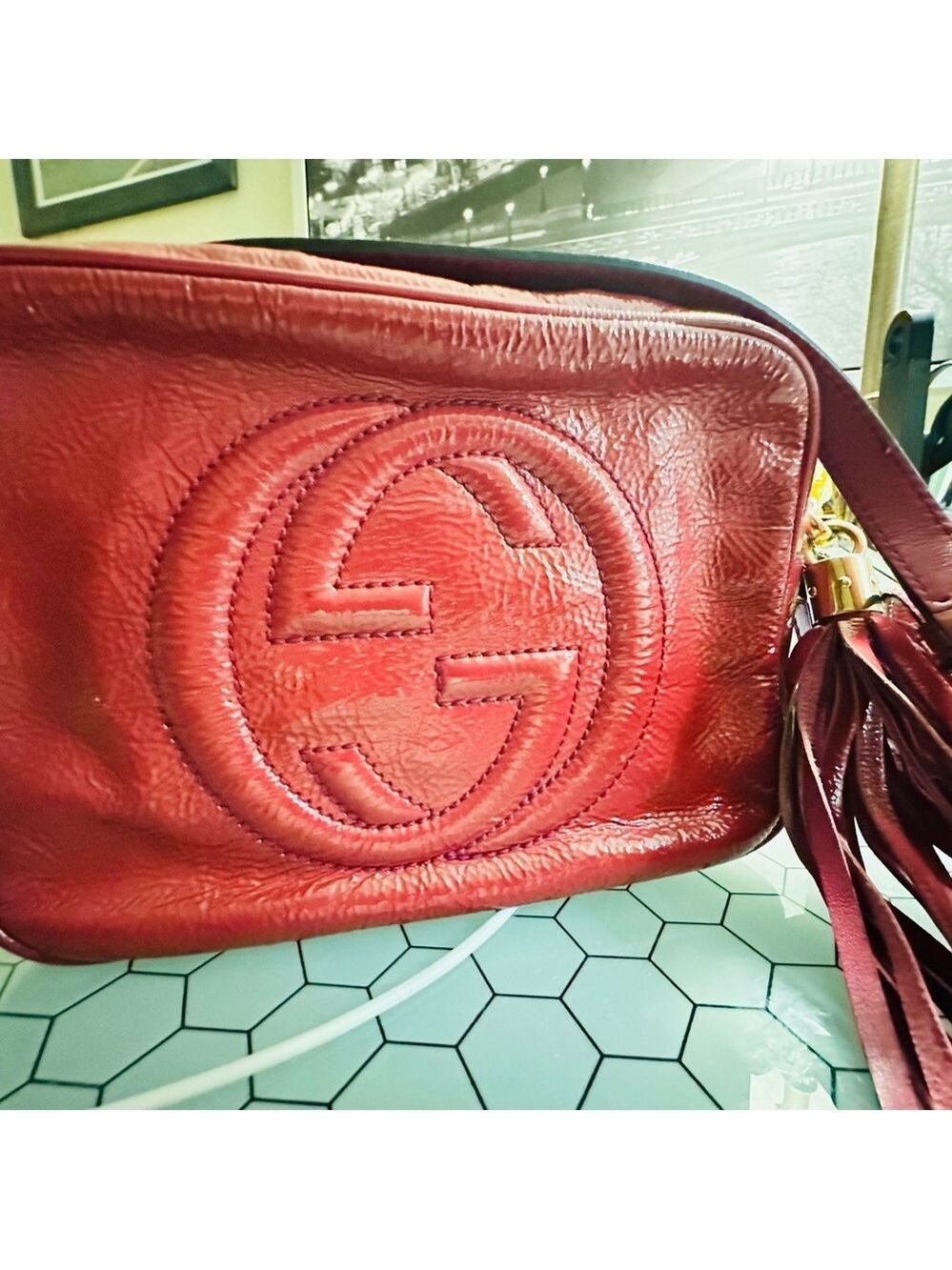 Gucci SOHO Patent Leather CRANBERRY/Red Crossbody Bag - Picture 2 of 13